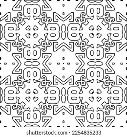Stylish texture with figures from lines.
Abstract geometric black and white pattern for web page, textures, card, poster, fabric, textile. Monochrome graphic repeating design. 
