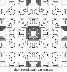 Stylish texture with figures from lines.
Abstract geometric black and white pattern for web page, textures, card, poster, fabric, textile. Monochrome graphic repeating design. 
