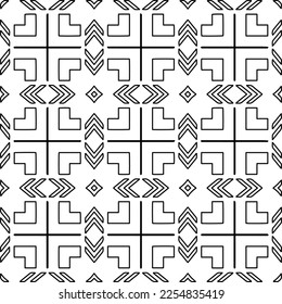 Stylish texture with figures from lines.
Abstract geometric black and white pattern for web page, textures, card, poster, fabric, textile. Monochrome graphic repeating design. 
