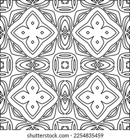 Stylish texture with figures from lines.
Abstract geometric black and white pattern for web page, textures, card, poster, fabric, textile. Monochrome graphic repeating design. 