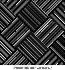 Stylish texture with figures from lines.
Abstract geometric black and white pattern for web page, textures, card, poster, fabric, textile. Monochrome graphic repeating design. 
