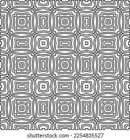 Stylish texture with figures from lines.
Abstract geometric black and white pattern for web page, textures, card, poster, fabric, textile. Monochrome graphic repeating design. 
