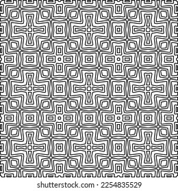 Stylish texture with figures from lines.
Abstract geometric black and white pattern for web page, textures, card, poster, fabric, textile. Monochrome graphic repeating design. 
