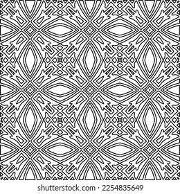Stylish texture with figures from lines.
Abstract geometric black and white pattern for web page, textures, card, poster, fabric, textile. Monochrome graphic repeating design. 
