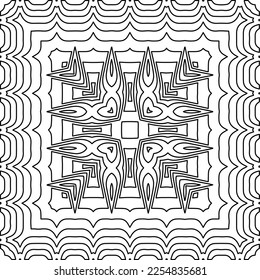 Stylish texture with figures from lines.
Abstract geometric black and white pattern for web page, textures, card, poster, fabric, textile. Monochrome graphic repeating design. 