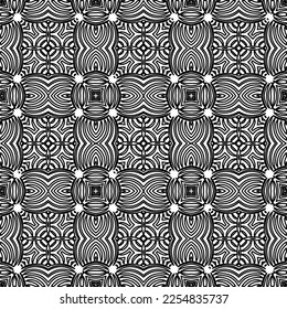 Textura elegante con figuras de líneas.
Resumen de patrones geométricos en blanco y negro para página web, texturas, tarjeta, afiche, tela, textil. Diseño repetitivo gráfico monocromo. 
