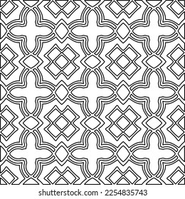 Stylish texture with figures from lines.
Abstract geometric black and white pattern for web page, textures, card, poster, fabric, textile. Monochrome graphic repeating design. 
