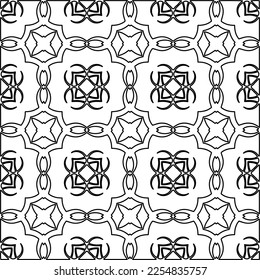 Stilvolle Textur mit Figuren aus Linien.
Abstraktes geometrisches Schwarz-Weiß-Muster für Webseiten, Texturen, Karten, Plakate, Gewebe, Textilien. Monochrome grafische Wiederholungsdesign. 
