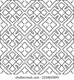 Stylish texture with figures from lines.
Abstract geometric black and white pattern for web page, textures, card, poster, fabric, textile. Monochrome graphic repeating design. 
