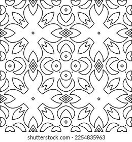 Stylish texture with figures from lines.
Abstract geometric black and white pattern for web page, textures, card, poster, fabric, textile. Monochrome graphic repeating design. 