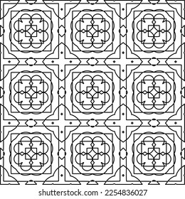 Stylish texture with figures from lines.
Abstract geometric black and white pattern for web page, textures, card, poster, fabric, textile. Monochrome graphic repeating design. 
