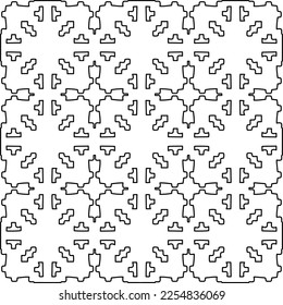 Stylish texture with figures from lines.
Abstract geometric black and white pattern for web page, textures, card, poster, fabric, textile. Monochrome graphic repeating design. 
