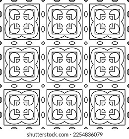 Stylish texture with figures from lines.
Abstract geometric black and white pattern for web page, textures, card, poster, fabric, textile. Monochrome graphic repeating design. 
