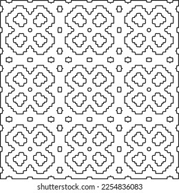 Stylish texture with figures from lines.
Abstract geometric black and white pattern for web page, textures, card, poster, fabric, textile. Monochrome graphic repeating design. 
