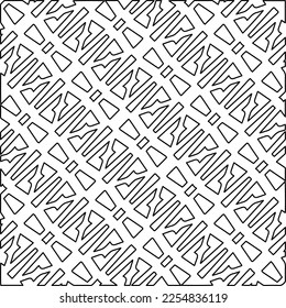 Stylish texture with figures from lines.
Abstract geometric black and white pattern for web page, textures, card, poster, fabric, textile. Monochrome graphic repeating design. 
