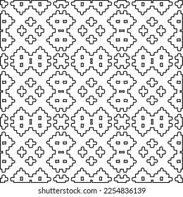 Stylish texture with figures from lines.
Abstract geometric black and white pattern for web page, textures, card, poster, fabric, textile. Monochrome graphic repeating design. 
