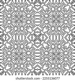 Textura elegante con figuras de líneas.
Resumen de patrones geométricos en blanco y negro para página web, texturas, tarjeta, afiche, tela, textil. Diseño repetitivo gráfico monocromo. 