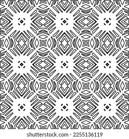 Stylish texture with figures from lines.
Abstract geometric black and white pattern for web page, textures, card, poster, fabric, textile. Monochrome graphic repeating design. 