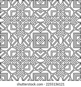 Stylish texture with figures from lines.
Abstract geometric black and white pattern for web page, textures, card, poster, fabric, textile. Monochrome graphic repeating design. 