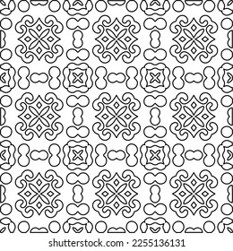 Stylish texture with figures from lines.
Abstract geometric black and white pattern for web page, textures, card, poster, fabric, textile. Monochrome graphic repeating design. 
