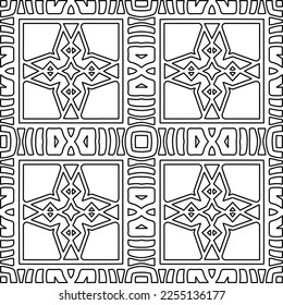 Stylish texture with figures from lines.
Abstract geometric black and white pattern for web page, textures, card, poster, fabric, textile. Monochrome graphic repeating design. 