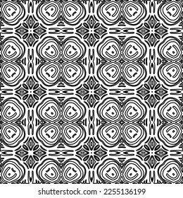 Stylish texture with figures from lines.
Abstract geometric black and white pattern for web page, textures, card, poster, fabric, textile. Monochrome graphic repeating design. 