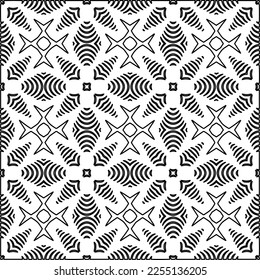 Stylish texture with figures from lines.
Abstract geometric black and white pattern for web page, textures, card, poster, fabric, textile. Monochrome graphic repeating design. 
