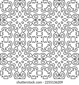 Stylish texture with figures from lines.
Abstract geometric black and white pattern for web page, textures, card, poster, fabric, textile. Monochrome graphic repeating design.