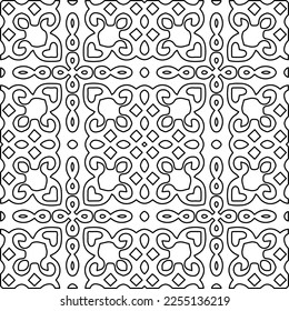 Stylish texture with figures from lines.
Abstract geometric black and white pattern for web page, textures, card, poster, fabric, textile. Monochrome graphic repeating design.