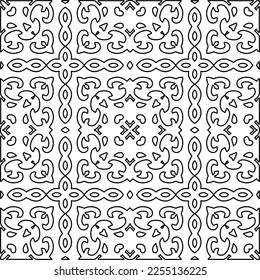 Stylish texture with figures from lines.
Abstract geometric black and white pattern for web page, textures, card, poster, fabric, textile. Monochrome graphic repeating design.