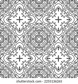 Stylish texture with figures from lines.
Abstract geometric black and white pattern for web page, textures, card, poster, fabric, textile. Monochrome graphic repeating design. 