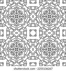 Stylish texture with figures from lines.
Abstract geometric black and white pattern for web page, textures, card, poster, fabric, textile. Monochrome graphic repeating design. 