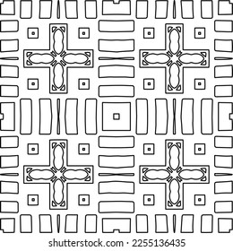 Stylish texture with figures from lines.
Abstract geometric black and white pattern for web page, textures, card, poster, fabric, textile. Monochrome graphic repeating design. 
