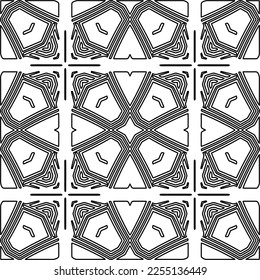 Stylish texture with figures from lines.
Abstract geometric black and white pattern for web page, textures, card, poster, fabric, textile. Monochrome graphic repeating design. 