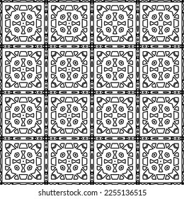 Stylish texture with figures from lines.
Abstract geometric black and white pattern for web page, textures, card, poster, fabric, textile. Monochrome graphic repeating design.