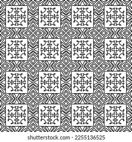 Stylish texture with figures from lines.
Abstract geometric black and white pattern for web page, textures, card, poster, fabric, textile. Monochrome graphic repeating design.