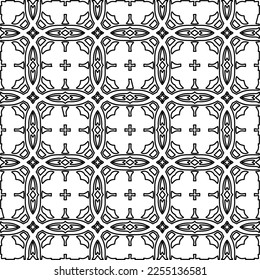 Stylish texture with figures from lines.
Abstract geometric black and white pattern for web page, textures, card, poster, fabric, textile. Monochrome graphic repeating design. 
