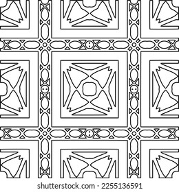 Stylish texture with figures from lines.
Abstract geometric black and white pattern for web page, textures, card, poster, fabric, textile. Monochrome graphic repeating design. 
