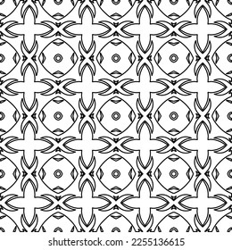 Stylish texture with figures from lines.
Abstract geometric black and white pattern for web page, textures, card, poster, fabric, textile. Monochrome graphic repeating design. 