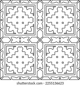 Stylish texture with figures from lines.
Abstract geometric black and white pattern for web page, textures, card, poster, fabric, textile. Monochrome graphic repeating design. 