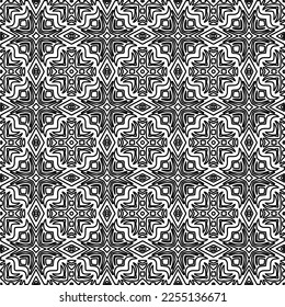 Stylish texture with figures from lines.
Abstract geometric black and white pattern for web page, textures, card, poster, fabric, textile. Monochrome graphic repeating design. 