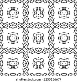 Stylish texture with figures from lines.
Abstract geometric black and white pattern for web page, textures, card, poster, fabric, textile. Monochrome graphic repeating design. 