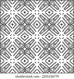 Stylish texture with figures from lines.
Abstract geometric black and white pattern for web page, textures, card, poster, fabric, textile. Monochrome graphic repeating design. 