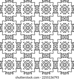 Stylish texture with figures from lines.
Abstract geometric black and white pattern for web page, textures, card, poster, fabric, textile. Monochrome graphic repeating design. 