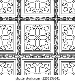 Stylish texture with figures from lines.
Abstract geometric black and white pattern for web page, textures, card, poster, fabric, textile. Monochrome graphic repeating design. 