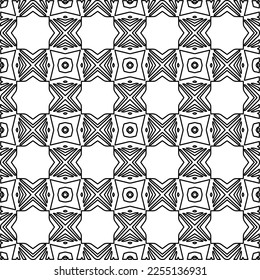 Stylish texture with figures from lines.
Abstract geometric black and white pattern for web page, textures, card, poster, fabric, textile. Monochrome graphic repeating design.