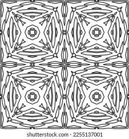 Stylish texture with figures from lines.
Abstract geometric black and white pattern for web page, textures, card, poster, fabric, textile. Monochrome graphic repeating design. 