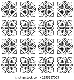 Stylish texture with figures from lines.
Abstract geometric black and white pattern for web page, textures, card, poster, fabric, textile. Monochrome graphic repeating design. 