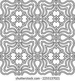 Stylish texture with figures from lines.
Abstract geometric black and white pattern for web page, textures, card, poster, fabric, textile. Monochrome graphic repeating design. 