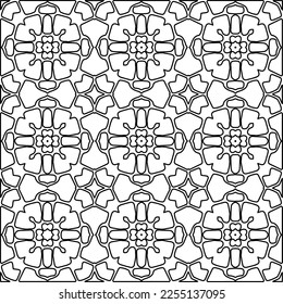 Stylish texture with figures from lines.
Abstract geometric black and white pattern for web page, textures, card, poster, fabric, textile. Monochrome graphic repeating design. 
